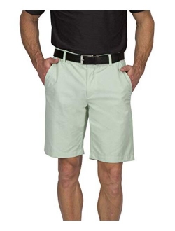 Mens Dry Fit Golf Shorts - Quick Dry Casual Chinos w/Elastic Waist, 10" Inseam