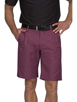 Mens Dry Fit Golf Shorts - Quick Dry Casual Chinos w/Elastic Waist, 10" Inseam