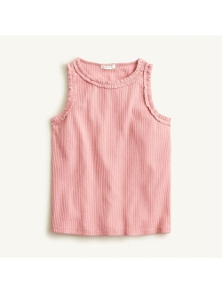 Girls' ruffle ribbed tank top