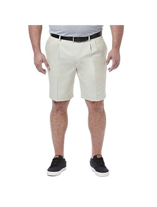 Haggar Men's Cool 18 Pro Straight Fit Pleat Front 4-Way Stretch Expandable Waist Short with Big & Tall Sizes