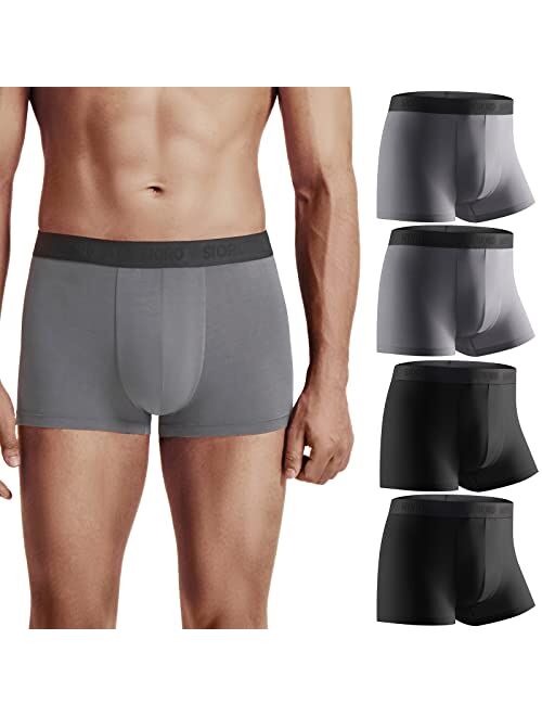 SIORO Men's 4 Pack Micro Modal Trunks with Ball Pouch, Ultra Soft Everyday Boxer Briefs,S-XL