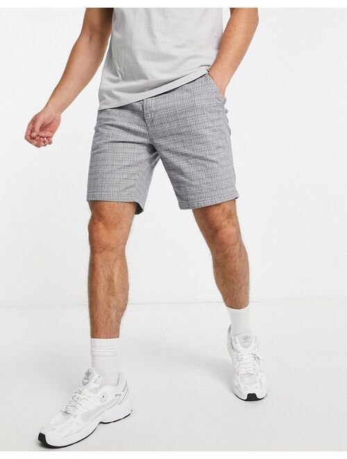 River Island checked chino shorts in gray