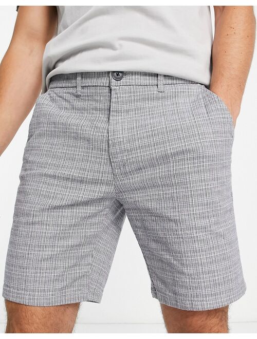 River Island checked chino shorts in gray