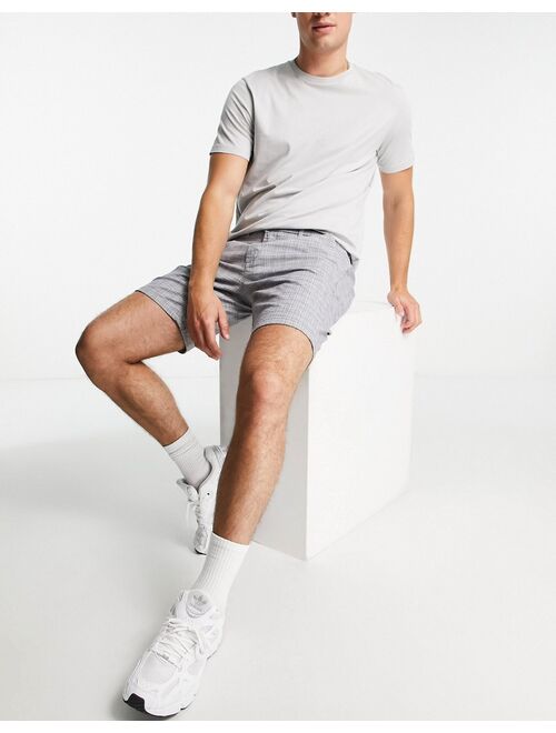 River Island checked chino shorts in gray