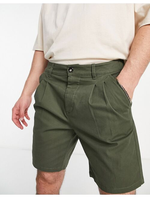 ASOS DESIGN chino cigarette shorts in dark khaki