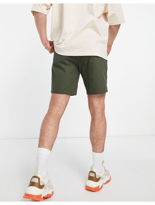 ASOS DESIGN chino cigarette shorts in dark khaki