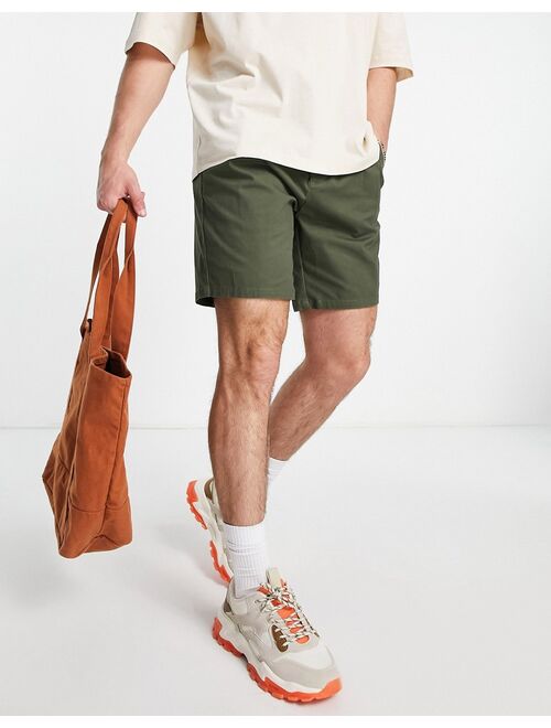 ASOS DESIGN chino cigarette shorts in dark khaki