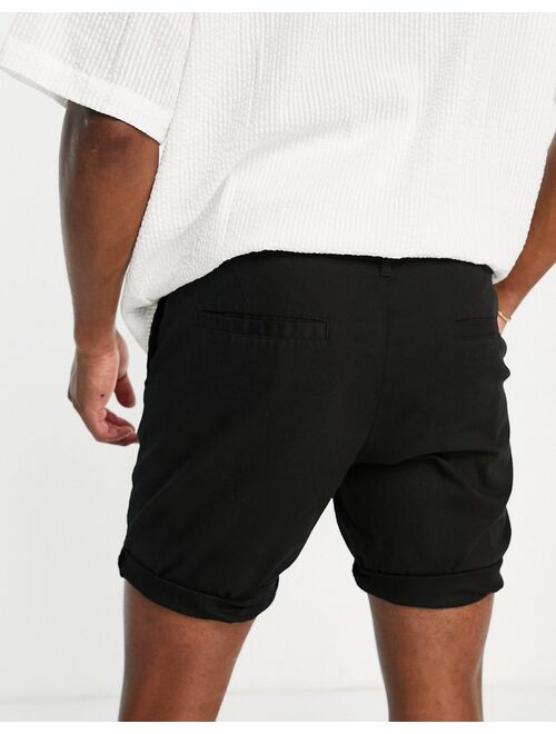 ASOS DESIGN slim chino shorts in black