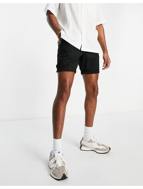 ASOS DESIGN slim chino shorts in black