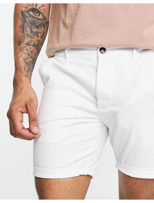 ASOS DESIGN skinny chino shorts in white