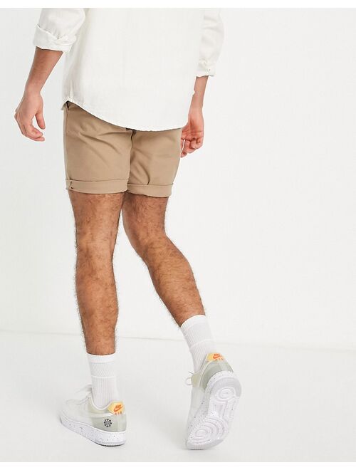 ASOS DESIGN 2 pack slim chino shorts in stone & navy