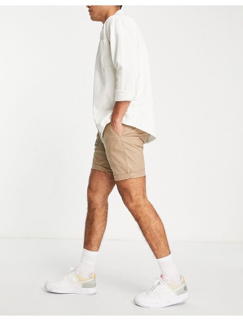 ASOS DESIGN 2 pack slim chino shorts in stone & navy