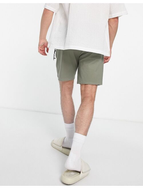 ASOS DESIGN 2 pack chino cigarette shorts in khaki and charcoal save