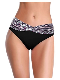 Women's Cheeky Swimsuit Twist Front Bikini Bottoms Ruched Swim Bottoms