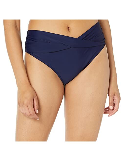 SHEKINI Women's Cheeky Swimsuit Twist Front Bikini Bottoms Ruched Swim Bottoms