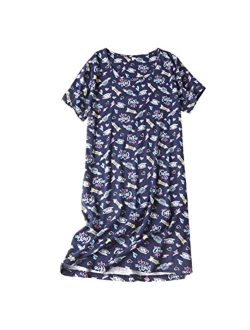 ENJOYNIGHT Women's Sleepwear Cotton Sleep Tee Short Sleeves Print Sleepshirt