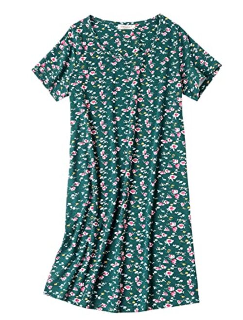 ENJOYNIGHT Women's Sleepwear Cotton Sleep Tee Short Sleeves Print Sleepshirt