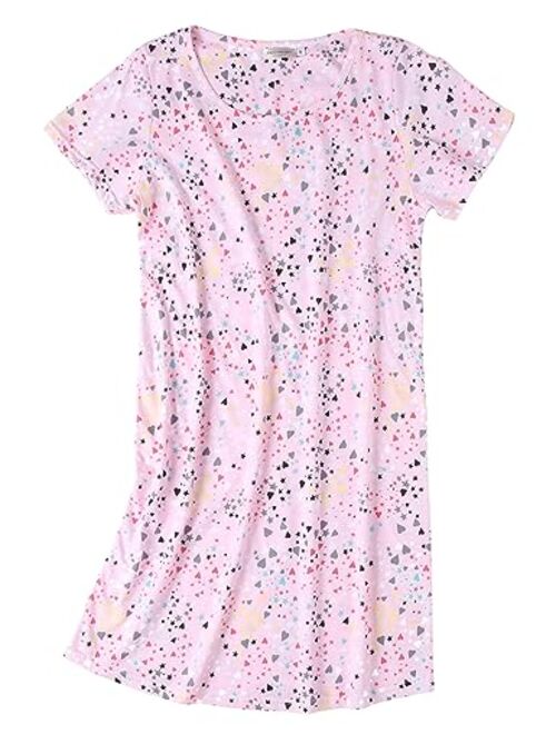 ENJOYNIGHT Women's Sleepwear Cotton Sleep Tee Short Sleeves Print Sleepshirt