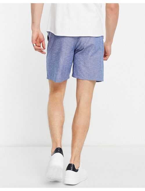 Selected Homme linen mix shorts in blue