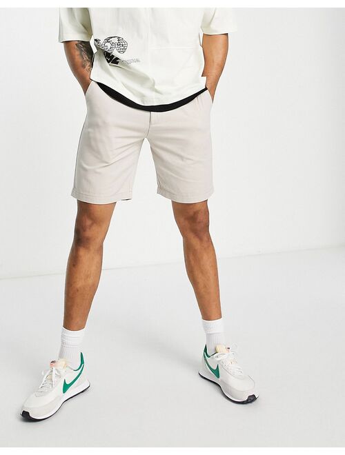 New Look straight fit chino shorts in stone