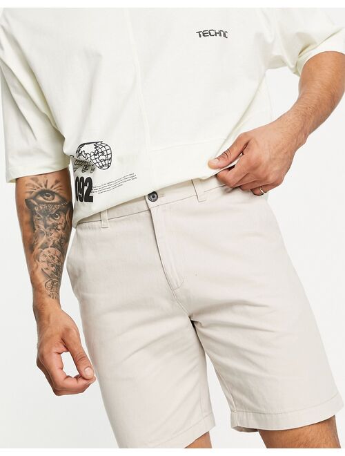 New Look straight fit chino shorts in stone