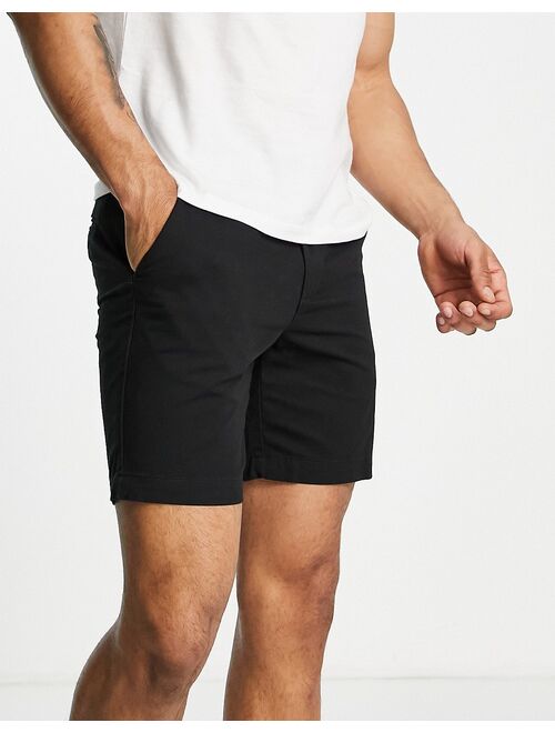 New Look slim fit chino shorts in black