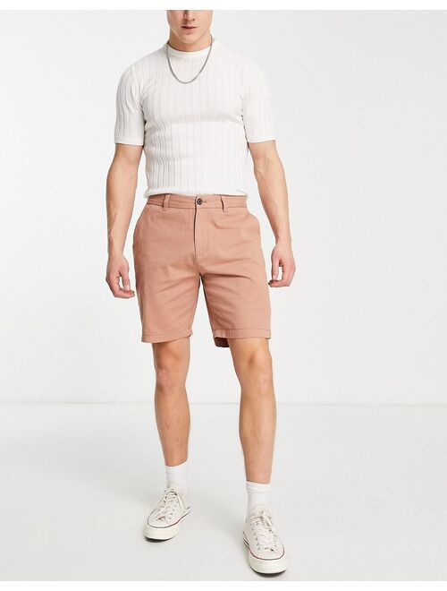 New Look straight fit chino shorts in light brown