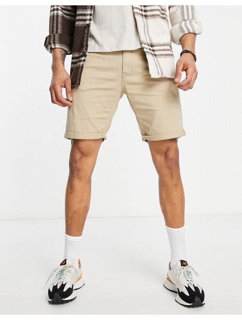 Jack & Jones Intelligence slim fit 5-pocket shorts in beige