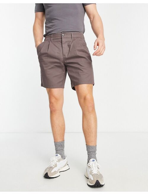 ASOS DESIGN 2 pack chino cigarette shorts in brown and beige save