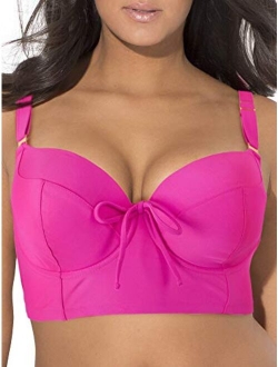 Women's Plus-Size Long Lined Underwire Bikini Top