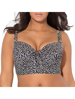 Women's Plus-Size Long Lined Underwire Bikini Top