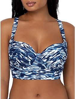 Women's Plus-Size Long Lined Underwire Bikini Top