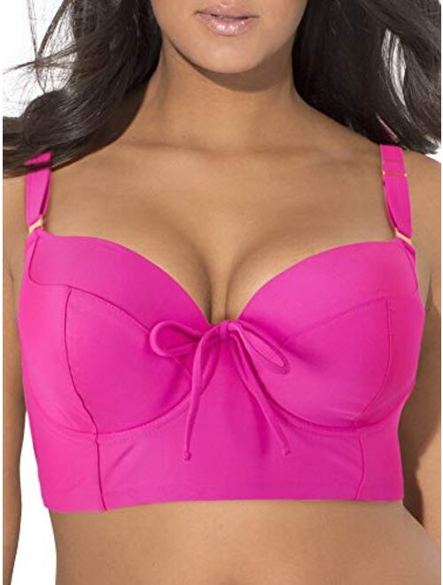 Smart & Sexy Women's Plus-Size Long Lined Underwire Bikini Top