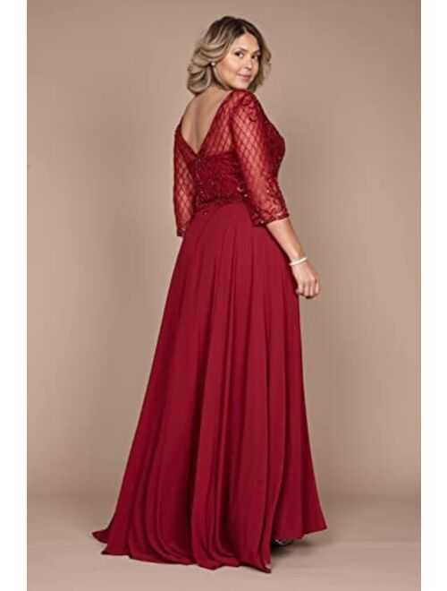 Dylan & Davids Long Mother of The Bride Dress| Long Sleeve Formal Evening Dress