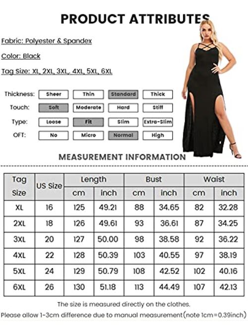 PYL Women Plus Size Sexy Dress, Side Split Criss Cross V Neck Cocktail Bodycon