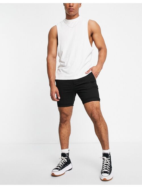 ASOS DESIGN skinny chino shorts in black