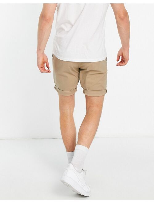 ASOS DESIGN 2 pack skinny chino shorts in stone & navy