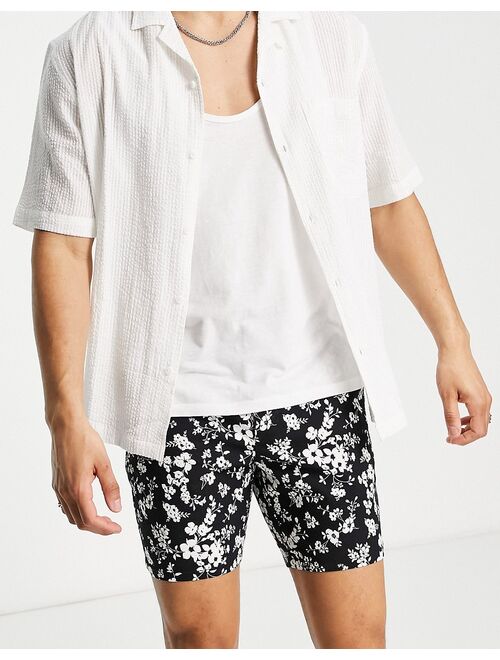 ASOS DESIGN slim chino shorts in dark based floral