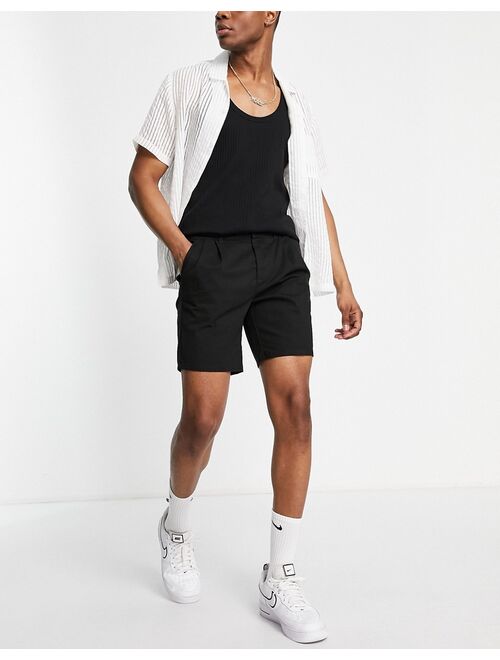 ASOS DESIGN chino cigarette shorts in black