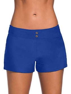 Aleumdr Women's Waistband Swimsuit Bottom Boy Shorts Swimming Panty