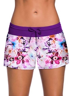 Aleumdr Women's Waistband Swimsuit Bottom Boy Shorts Swimming Panty