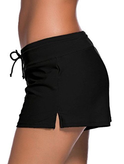 Aleumdr Women's Waistband Swimsuit Bottom Boy Shorts Swimming Panty