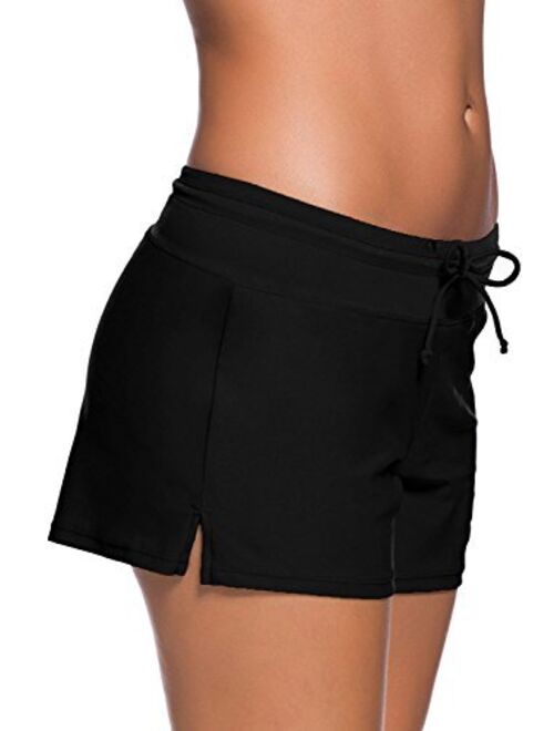 Aleumdr Women's Waistband Swimsuit Bottom Boy Shorts Swimming Panty