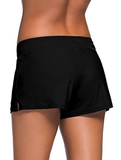 Aleumdr Women's Waistband Swimsuit Bottom Boy Shorts Swimming Panty