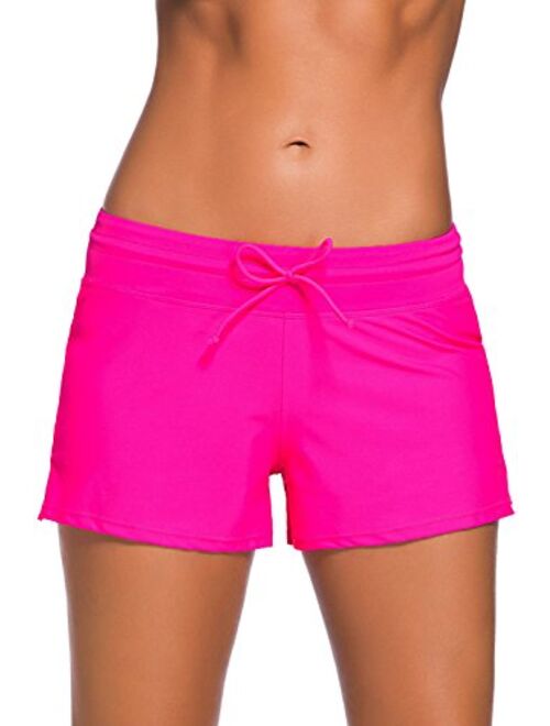 Aleumdr Women's Waistband Swimsuit Bottom Boy Shorts Swimming Panty