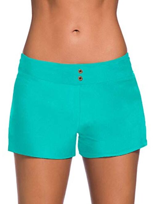 Aleumdr Women's Waistband Swimsuit Bottom Boy Shorts Swimming Panty