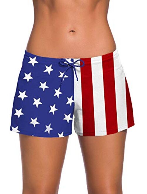 Aleumdr Women's Waistband Swimsuit Bottom Boy Shorts Swimming Panty