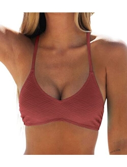 Bikini Top for Women Bathing Suit Criss Cross Self Tie Spaghetti Straps V Neck