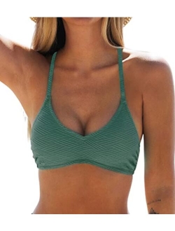 Bikini Top for Women Bathing Suit Criss Cross Self Tie Spaghetti Straps V Neck