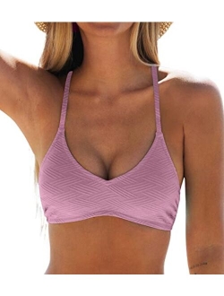 Bikini Top for Women Bathing Suit Criss Cross Self Tie Spaghetti Straps V Neck